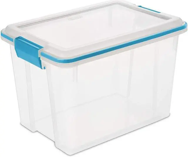 Alt view image 2 of 7 - Sterilite 19324306 20 Quart/19 Liter Gasket Box, Clear with Blue Aquarium Latches and Gasket 6-Pack