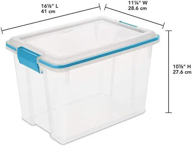 Alt view image 3 of 7 - Sterilite 19324306 20 Quart/19 Liter Gasket Box, Clear with Blue Aquarium Latches and Gasket 6-Pack