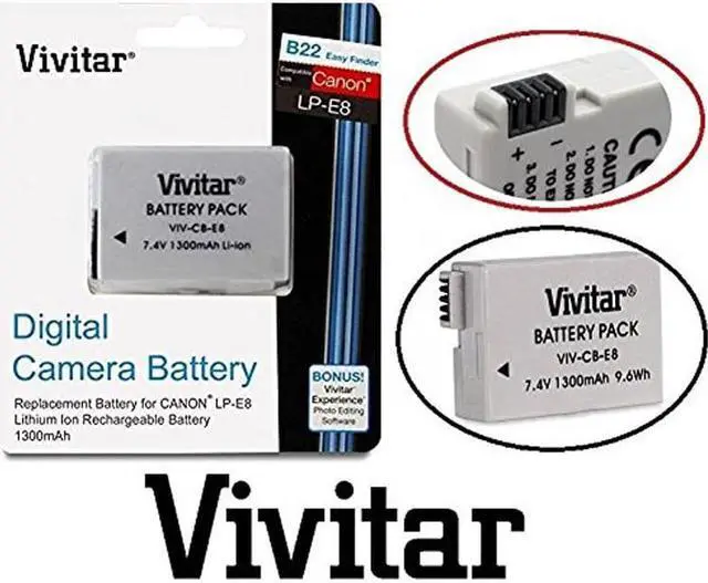 Alt view image 5 of 7 - Vivitar LP-E8 Digital Camera Battery for Canon