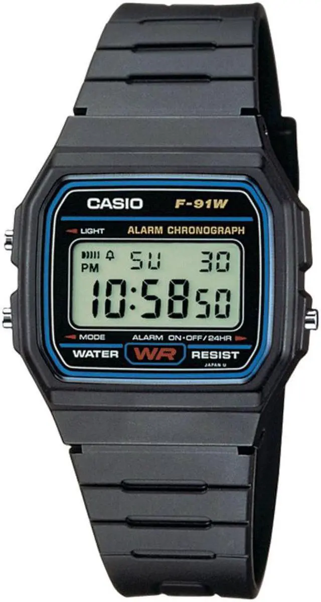 Alt view image 5 of 11 - Men's Casio Classic Black Digital Watch F91W-1 F91W-1D