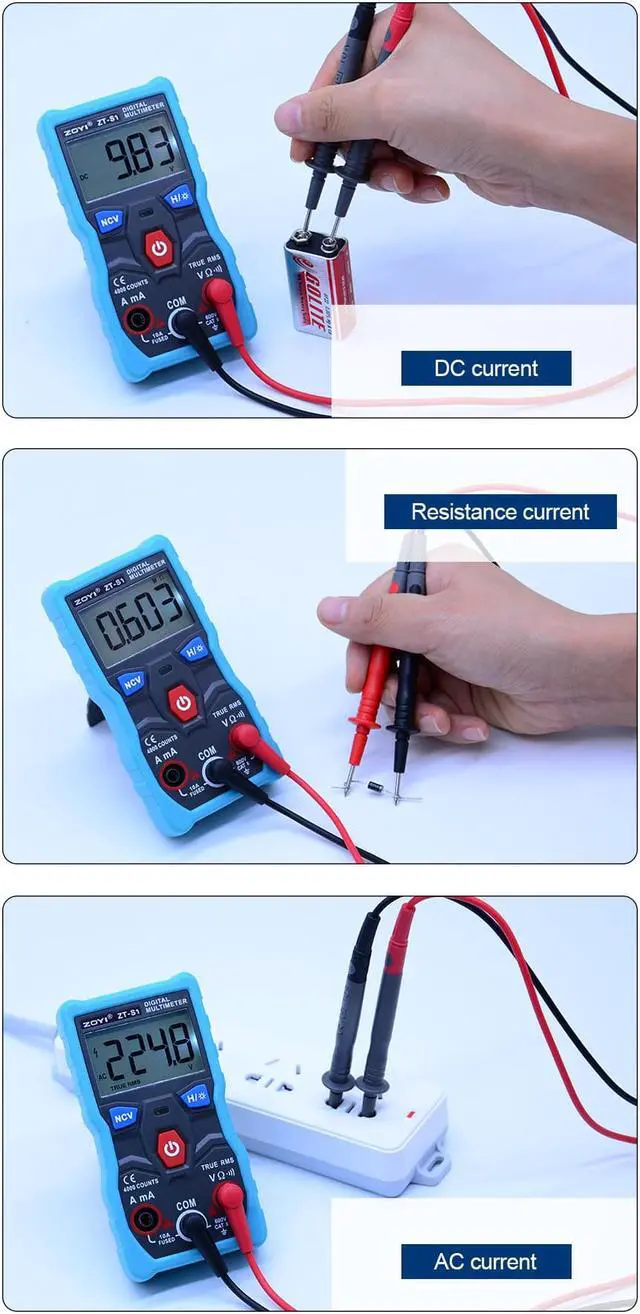 Alt view image 6 of 6 - ZOYI ZT-S1 Automatic Digital Multimeter True-RMS intelligent NCV 4000 Counts AC/DC Voltage Current Ohm Test Tool