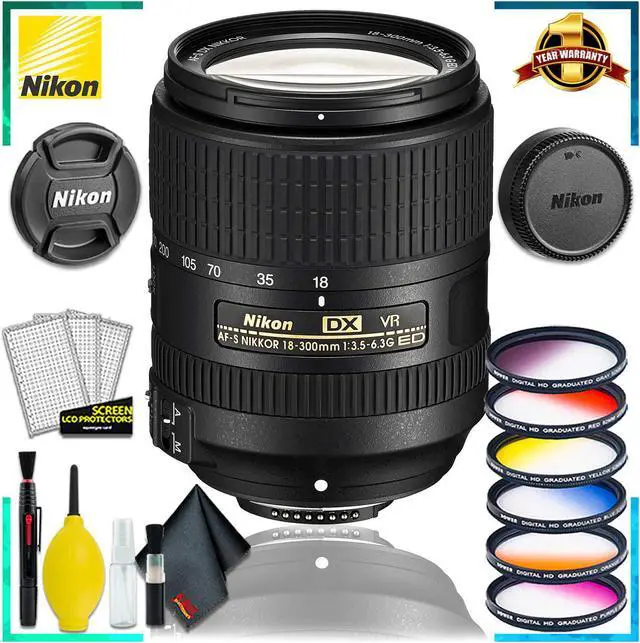 Main image of Nikon AF-S DX VR Nikkor 18-300MM Lens (Intl Model) + Vivitar Graduated Color Filter Set + Cleaning Kit