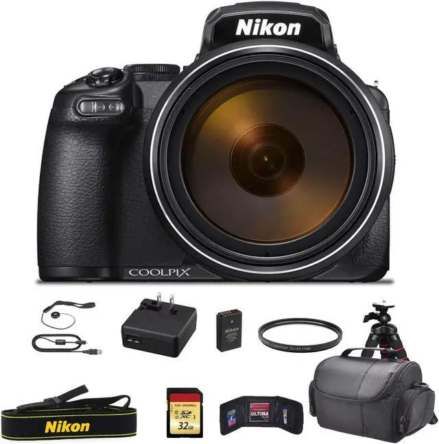 Main image of Nikon COOLPIX 16.7 Digital Camera with 3.2" LCD, Black - Bundle Kit with 32GB Memory Card + UV Filter + More - Intl Model