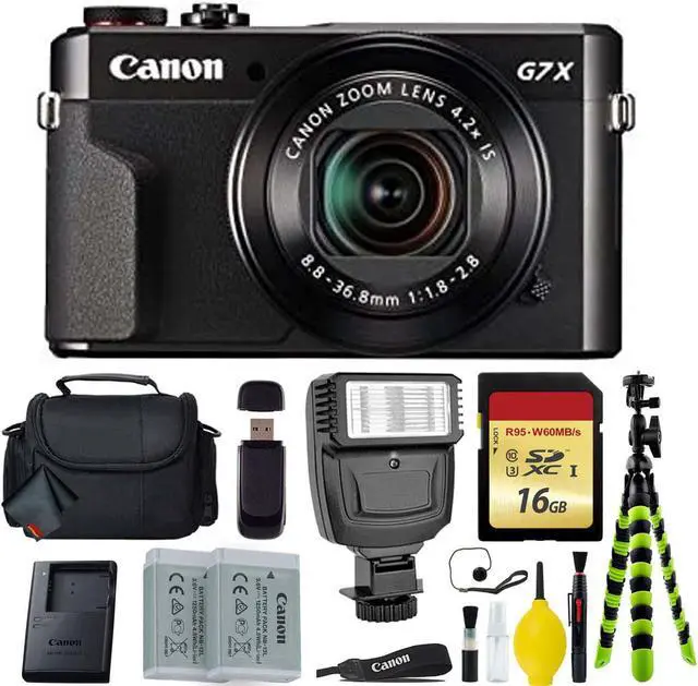 Main image of Canon PowerShot G7 X Mark II Point and Shoot Digital Camera + Extra Battery + Digital Flash + Camera Case + 16GB Class 1
