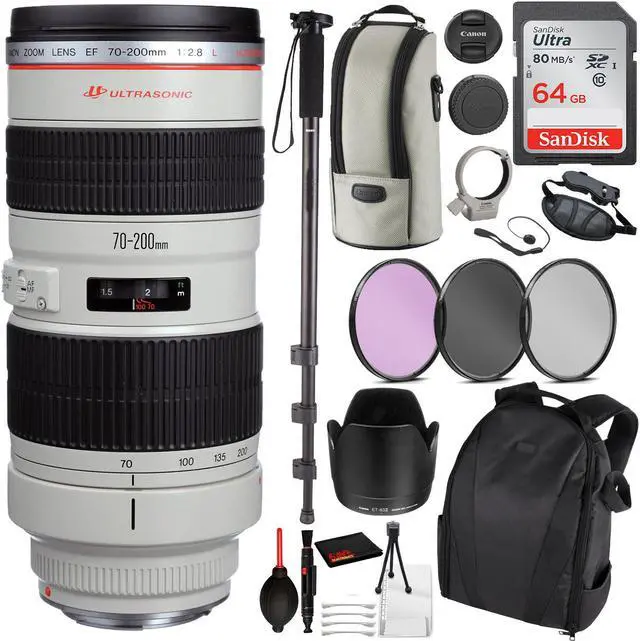 Main image of Canon EF 70-200mm f/2.8L USM Lens Essential Bundle Kit for Canon EOS - International Model No Warranty