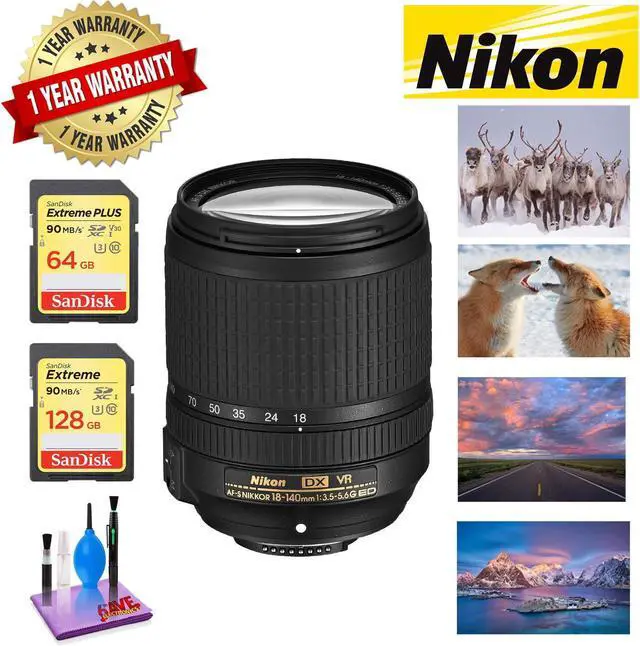 Main image of NIKON 18-140MM F/3.5-5.6G ED AF-S DX VR Lens with 1 Year Warranty Sandisk 64GB and 128GB Extreme Memory Card SDXCUHS-I