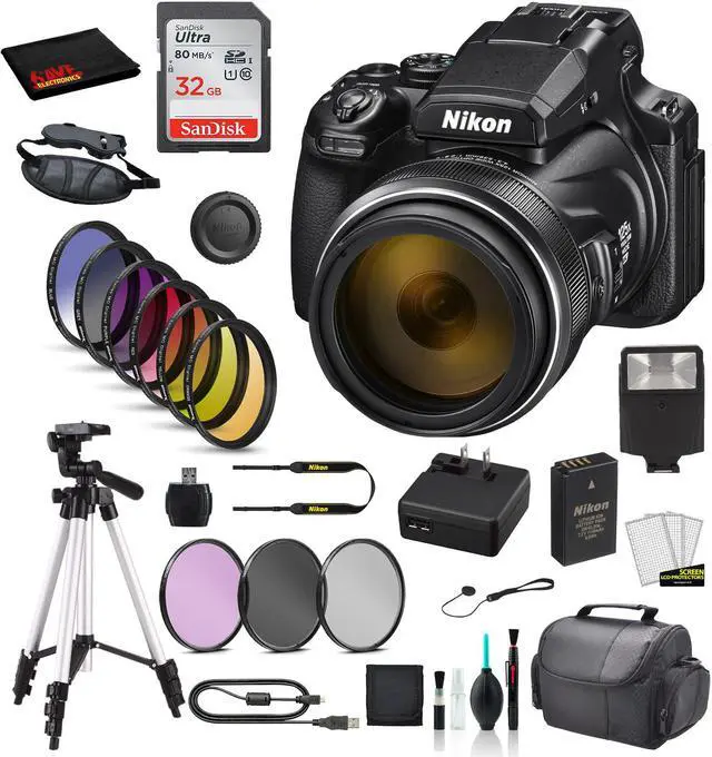 Main image of Nikon COOLPIX P1000 Digital Camera Bundle   Includes SanDisk 32GB SD Card + 9PC Filter Kit + MORE  - International Model