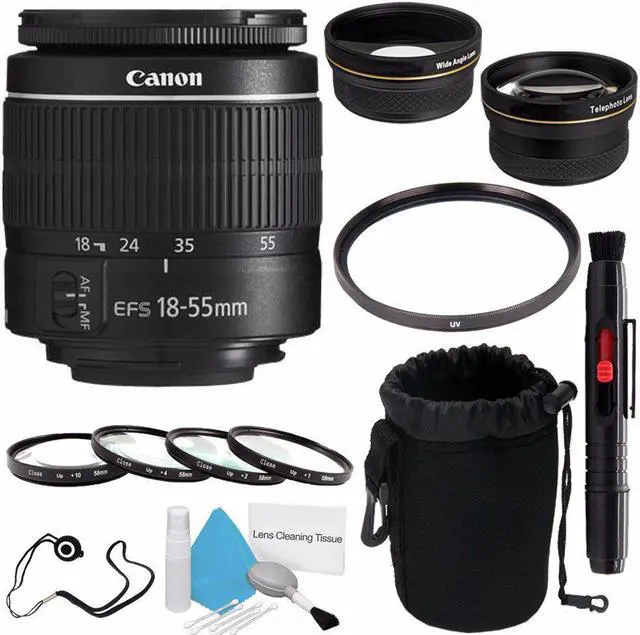 Main image of Canon EF-S 18-55mm f/3.5-5.6 III Lens (International Model) + 58mm Wide Angle Lenses + 58mm Macro Close Up Kit + 58mm UV Ultimate Bundle