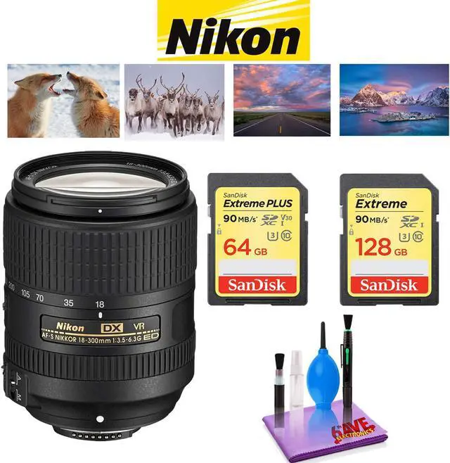 Main image of NIKON 18-300MM F/3.5-6.3G ED AF-S DX VR Lens with Sandisk 64GB and 128GB Extreme Memory Card SDXCUHS-I