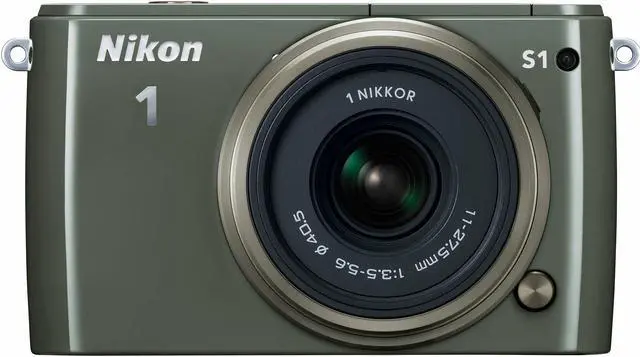 Main image of Nikon 1 S1 10.1 MP HD Digital Camera with 11-27.5mm VR 1 NIKKOR Lens (Khaki)