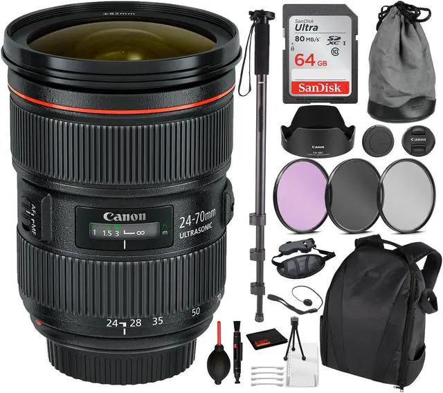 Main image of Canon EF 24-70mm f/2.8L II USM Lens (5175B002) Essential Bundle Kit for Canon EOS - International Model No Warranty