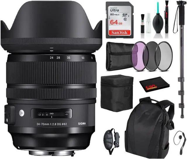 Main image of Sigma 24-70mm f/2.8 DG OS HSM Art Lens for Canon EF with Advance Bundle: Backpack + Sandisk 64gb SD+ More