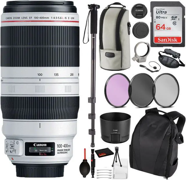 Main image of Canon EF 100-400mm f/4.5-5.6L IS II USM Lens (9524B002) Essential Bundle for Canon EOS - International Model No Warranty