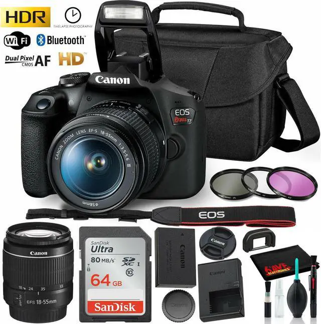 Main image of Canon Rebel 800d T7 Camera 50mm 75-300 EXT Bat - 64gb Kit 2yr