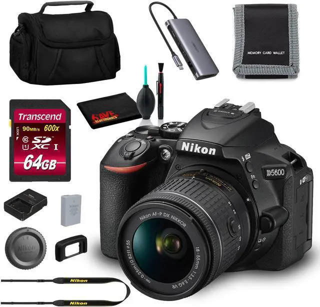 Main image of Nikon D5600 DSLR Camera with 18-55mm Lens (Intl Model) and 64GB Memory Bundle