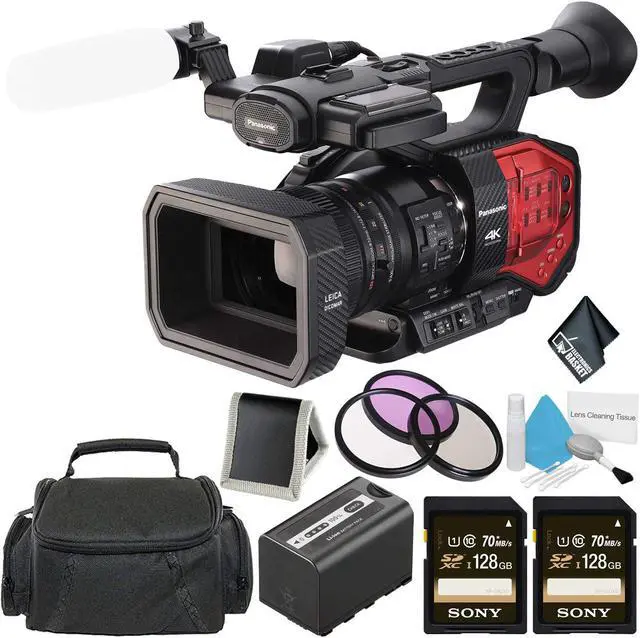 Main image of Panasonic AG-DVX200 4K Handheld Camcorder - Bundle with 2X 128GB Memory Cards + Carrying Case + More