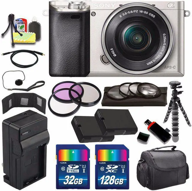Main image of Sony Alpha a6000 Mirrorless Digital Camera with 16-50mm Lens (Silver) + Battery + Charger + 160GB Bundle 8 - Internation