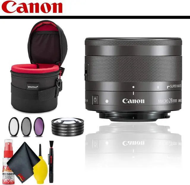 Main image of Canon EF-M 28mm f/3.5 Macro IS STM Lens With Lens Case, Filter Kit AND Cleaning Kit