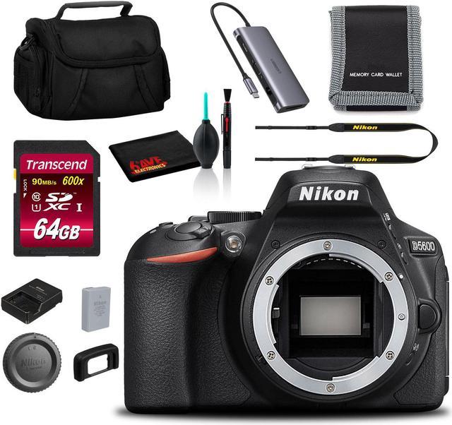 Nikon D5600 DSLR Camera (Body Only) (Intl Model) Includes 64GB Memory Kit