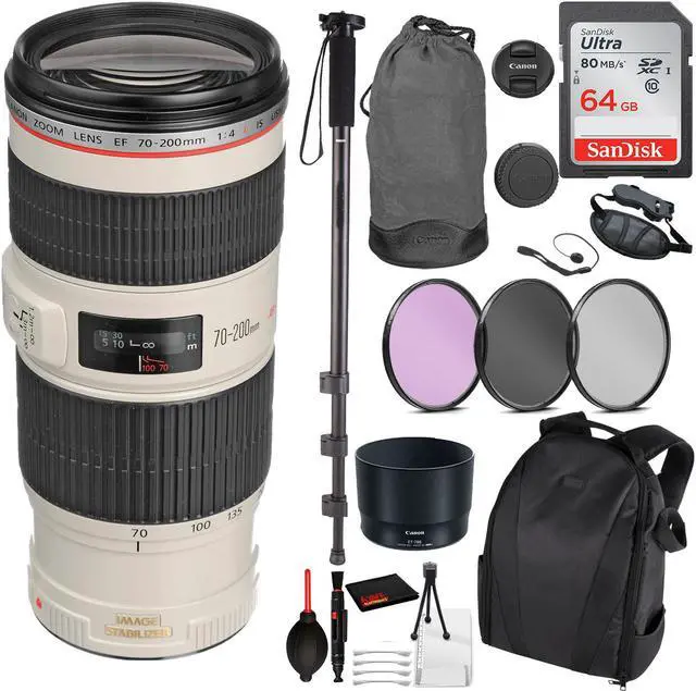 Main image of Canon EF 70-200mm f/4L IS USM Lens (1258B002) Essential Bundle Kit for Canon EOS - International Model No Warranty