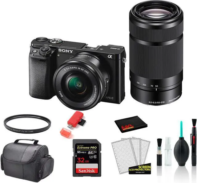 Main image of Sony Alpha a6000 Mirrorless Digital Camera with 16-50mm + 55-210mm Lenses with 32GB Memory Card  -International Model