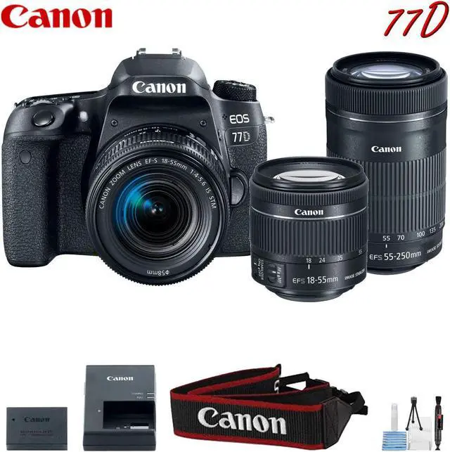 Main image of Canon EOS 77D Digital SLR Camera with 18-55mm & 55-250mm Lenses Kit (International Model)