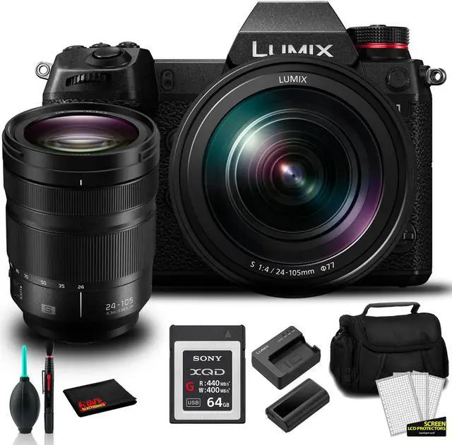 Main image of Panasonic Lumix DC-S1 Full-Frame Mirrorless Digital Camera with 24-105mm Lens -Bundle with 64GB Memory Card + MORE