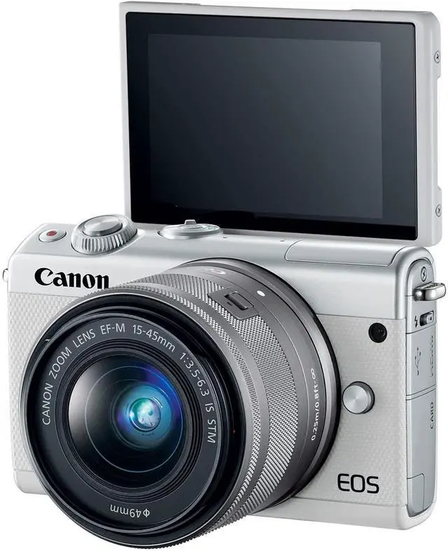 Alt view image 4 of 4 - Canon EOS M100 Mirrorless Camera w/15-45mm Lens - Wi-Fi, Bluetooth, and NFC Enabled (White) (Renewed)
