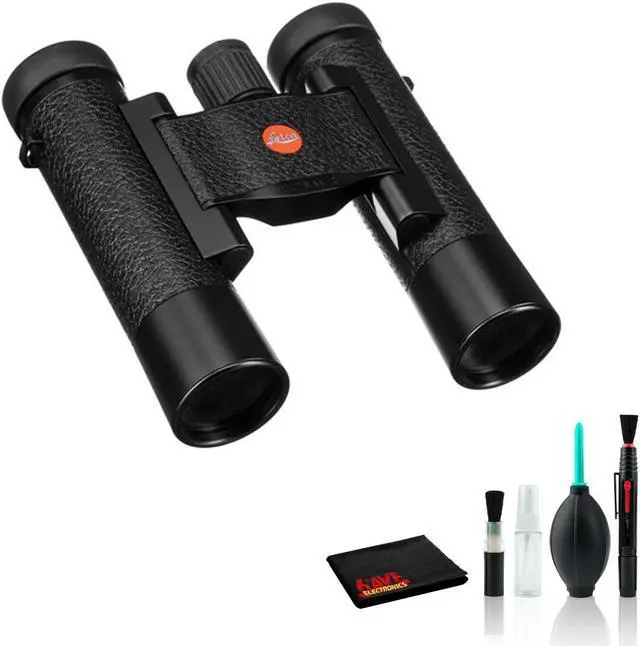 Main image of Leica 10x25 Ultravid Blackline Binocular (Black with Black Leather) 40607 with Deluxe Cleaning Kit -International Versio