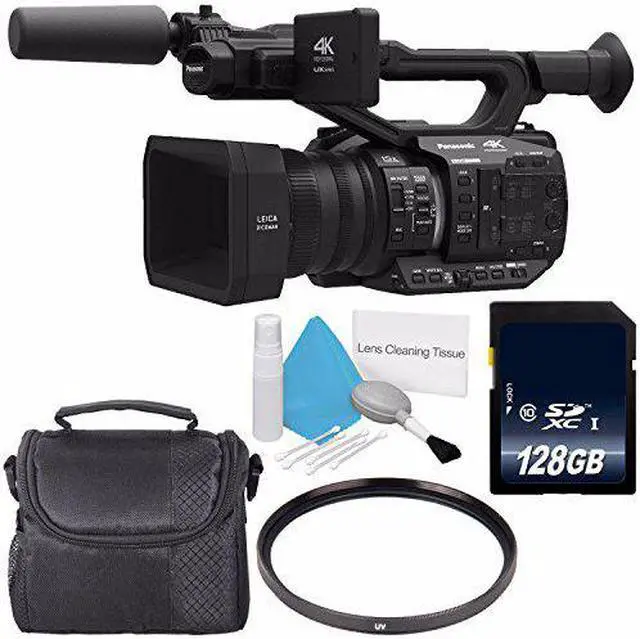 Alt view image 2 of 2 - Panasonic AG-UX90 4K/HD Professional Camcorder + 128GB SDXC Class 10 Memory Card + 67mm UV Filter + Deluxe Cleaning Kit + Carrying Case Bundle (Intl Model)