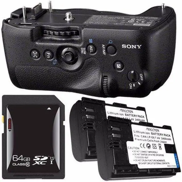 Alt view image 3 of 3 - Sony Vertical Battery Grip for Alpha A99 DSLR Camera + NP-FM500H Battery + 64GB SDXC Card Saver Bundle