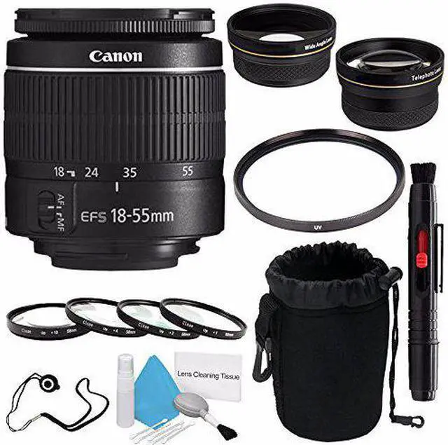 Alt view image 2 of 2 - Canon EF-S 18-55mm f/3.5-5.6 III Lens (International Model) + 58mm Wide Angle Lenses + 58mm Macro Close Up Kit + 58mm UV Ultimate Bundle