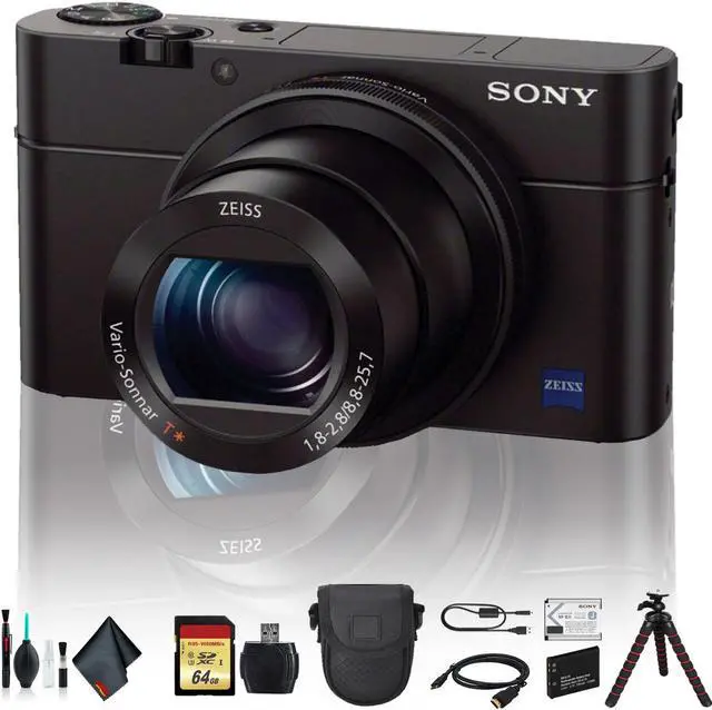 Alt view image 5 of 5 - Sony Cyber-shot DSC-RX100 IV Camera DSCRX100M4/B With Soft Bag, Tripod, Additional Battery, 64GB Memory Card, Card Reader , Plus Essential Accessories
