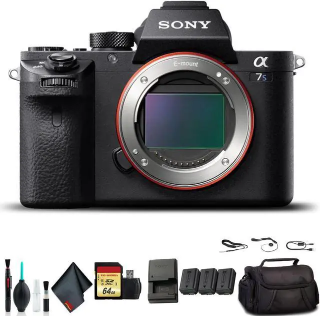 Main image of Sony Alpha a7S II Mirrorless Camera ILCE7SM2/B With Soft Bag, Additional Battery, 64GB Memory Card, Card Reader , Plus Essential Accessories