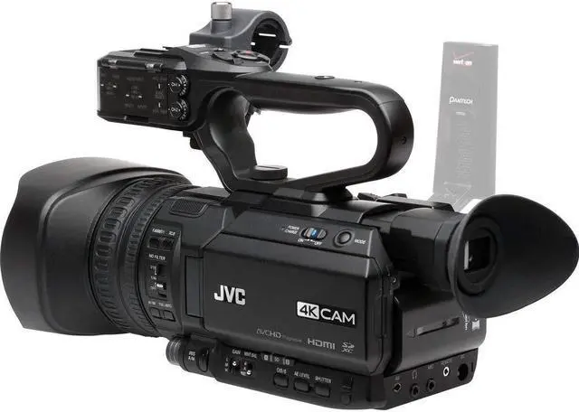 Alt view image 4 of 5 - jvc gy-hm250 uhd 4k streaming camcorder with built-in lower-thirds graphics basic accessory bundle