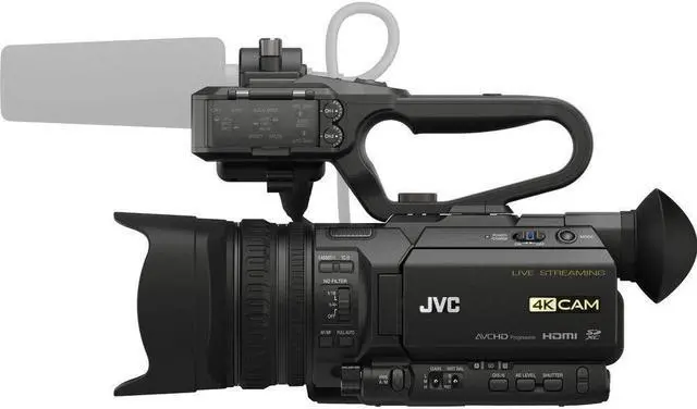Alt view image 5 of 5 - jvc gy-hm250 uhd 4k streaming camcorder with built-in lower-thirds graphics basic accessory bundle