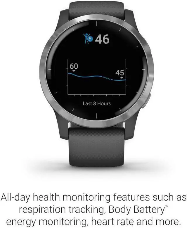Alt view image 10 of 16 - Garmin vívoactive 4, GPS Smartwatch, Features Music, Body Energy Monitoring, Animated Workouts, Pulse Ox Sensors and More, Silver with Gray Band