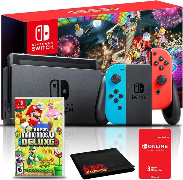  Nintendo Switch with Neon Blue and Neon Red Joy-Con + New Super  Mario Bros. U Deluxe (Full Game Download) - Switch Console : Video Games