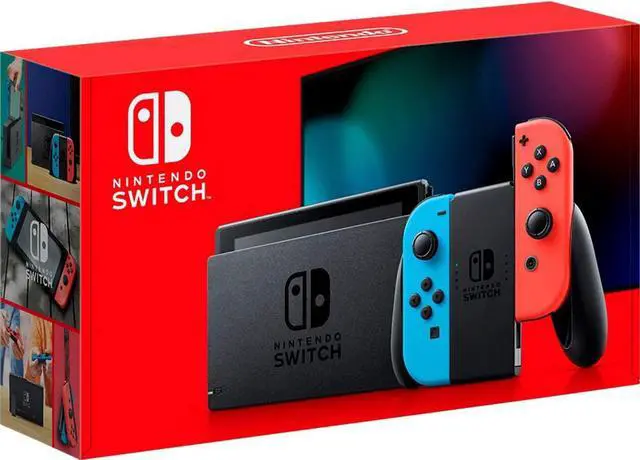 Alt view image 3 of 19 - Nintendo HADSKABAA Switch Gaming Console with Neon Blue and Red Joy-Con Controllers - Black