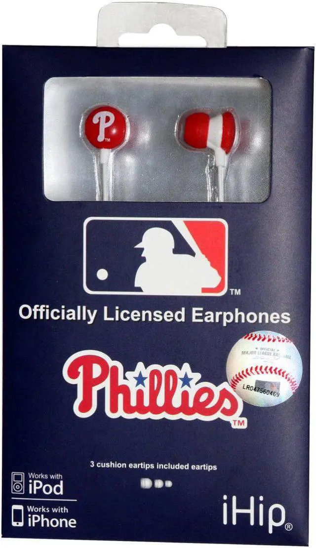 Alt view image 4 of 4 - iHip MLF10169PHL MLB Philadelphia Phillies Printed Ear Buds, Blue/Red