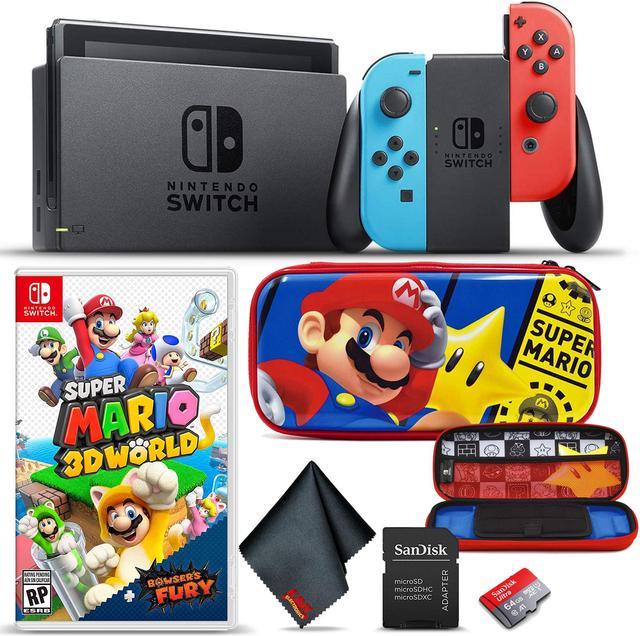 Nintendo Switch Neon Console Blue/Red World with + Fury 3D Super Mario Bowser\'s