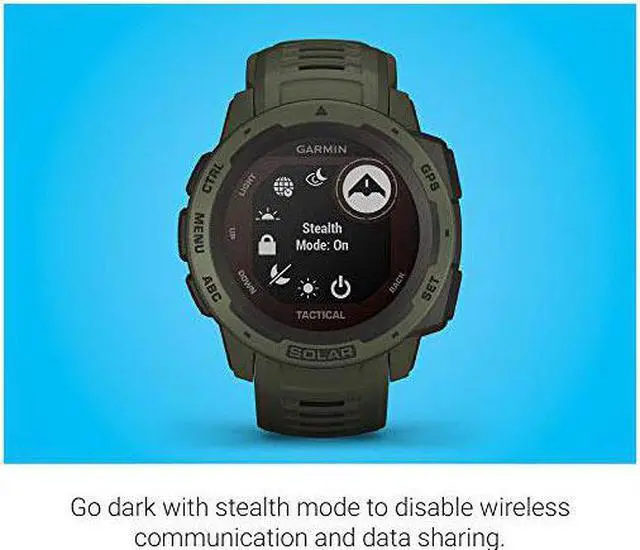 Alt view image 6 of 11 - Garmin Instinct Solar Tactical, Solar-Powered Rugged GPS Smartwatch -Moss Green-  (010-02293-14)