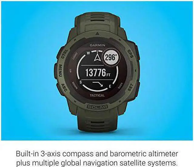 Alt view image 7 of 11 - Garmin Instinct Solar Tactical, Solar-Powered Rugged GPS Smartwatch -Moss Green-  (010-02293-14)