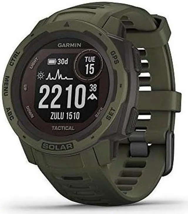Alt view image 5 of 11 - Garmin Instinct Solar Tactical, Solar-Powered Rugged GPS Smartwatch -Moss Green-  (010-02293-14)