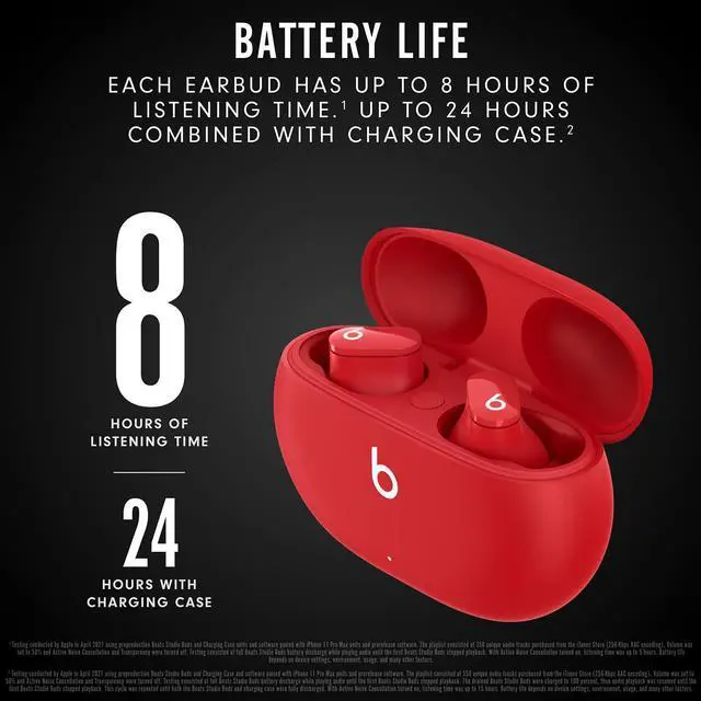 Alt view image 3 of 14 - Beats Studio Buds True Wireless Noise Cancelling Earphones (MJ503LL/A) – Beats Red