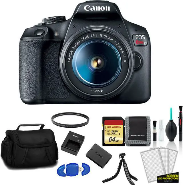 Main image of Canon EOS Rebel T7 EF-S 18-55mm IS II Kit with 64GB Memory Card + UV Filter + More - International Model