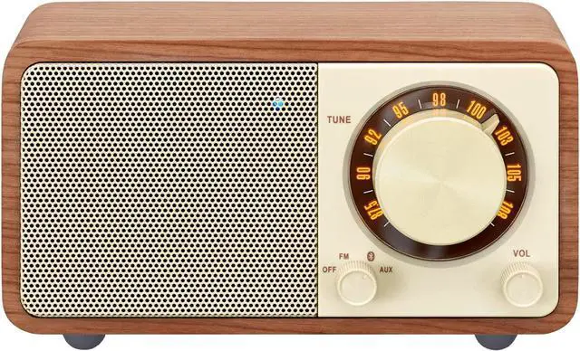 Main image of Sangean WR-7WL Wood Cabinet Mini Bluetooth Speaker with FM Tuner and Aux-in Walnut/Wood