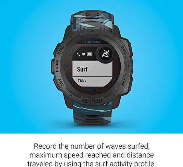 Alt view image 7 of 10 - Garmin Instinct Solar Surf, Solar-Powered Rugged GPS Smartwatch  -Pipeline-  (010-02293-17)