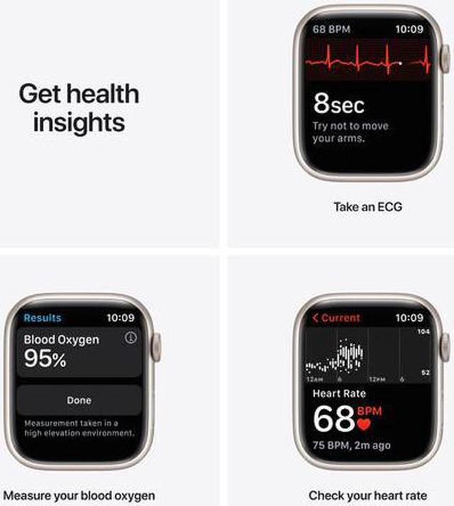 Alt view image 4 of 11 - Apple Watch Series 7 GPS + Cellular 45mm Starlight Aluminum Case with Starlight Sport Band - Regular
