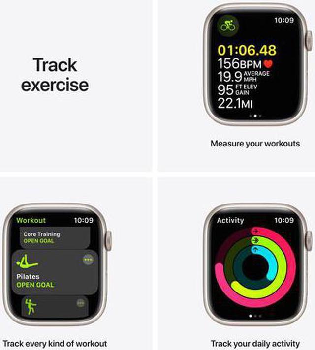 Alt view image 3 of 11 - Apple Watch Series 7 GPS + Cellular 45mm Starlight Aluminum Case with Starlight Sport Band - Regular